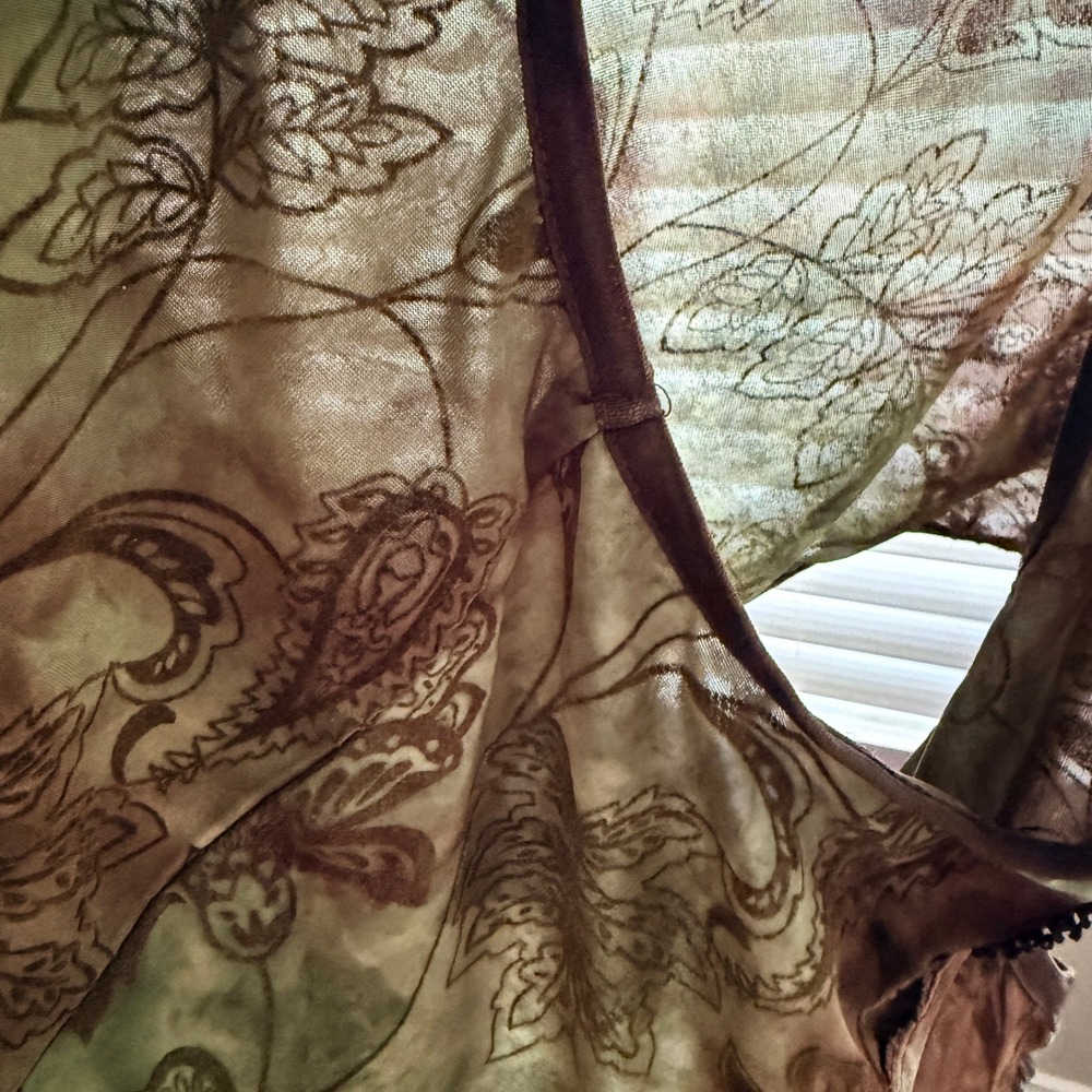 Dressbarn Vintage Whimsigoth Women Burnout Paisley Lace Tank Top,Green Brown, XL - Picture 8 of 11